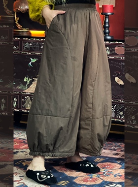 羊在在纯色百搭灯笼裤女士冬季显瘦加厚棉裤KZ25XL90277