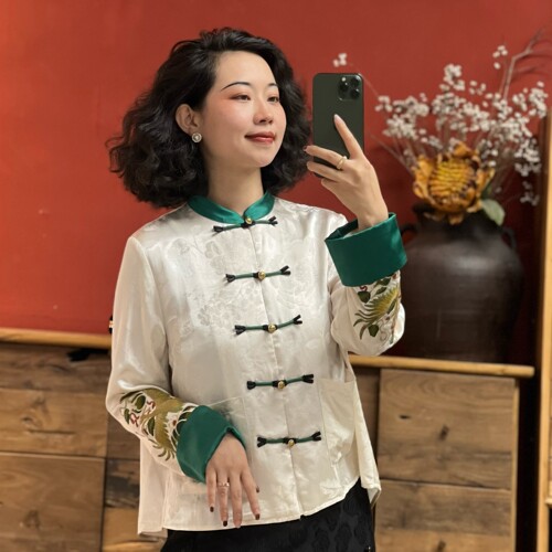 羊在在新中式国风盘扣上衣女春秋夏季新款重工刺绣小衫SY24XL1033