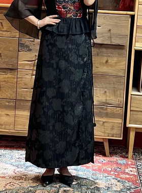 羊在在 民族风重工提花春夏棉麻半裙YZZ5549