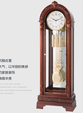 德国赫姆勒美时嘉刺猬紫檀红木客厅立落地钟座钟机械简约美式中式