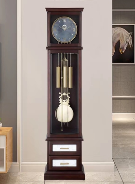 德国赫姆勒落地钟透视钟客厅实木钟表现代中式台钟机械报时座钟小