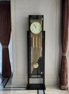 德国赫姆勒机械实木落地钟客厅欧中式轻奢简约钟表家用九音管别墅