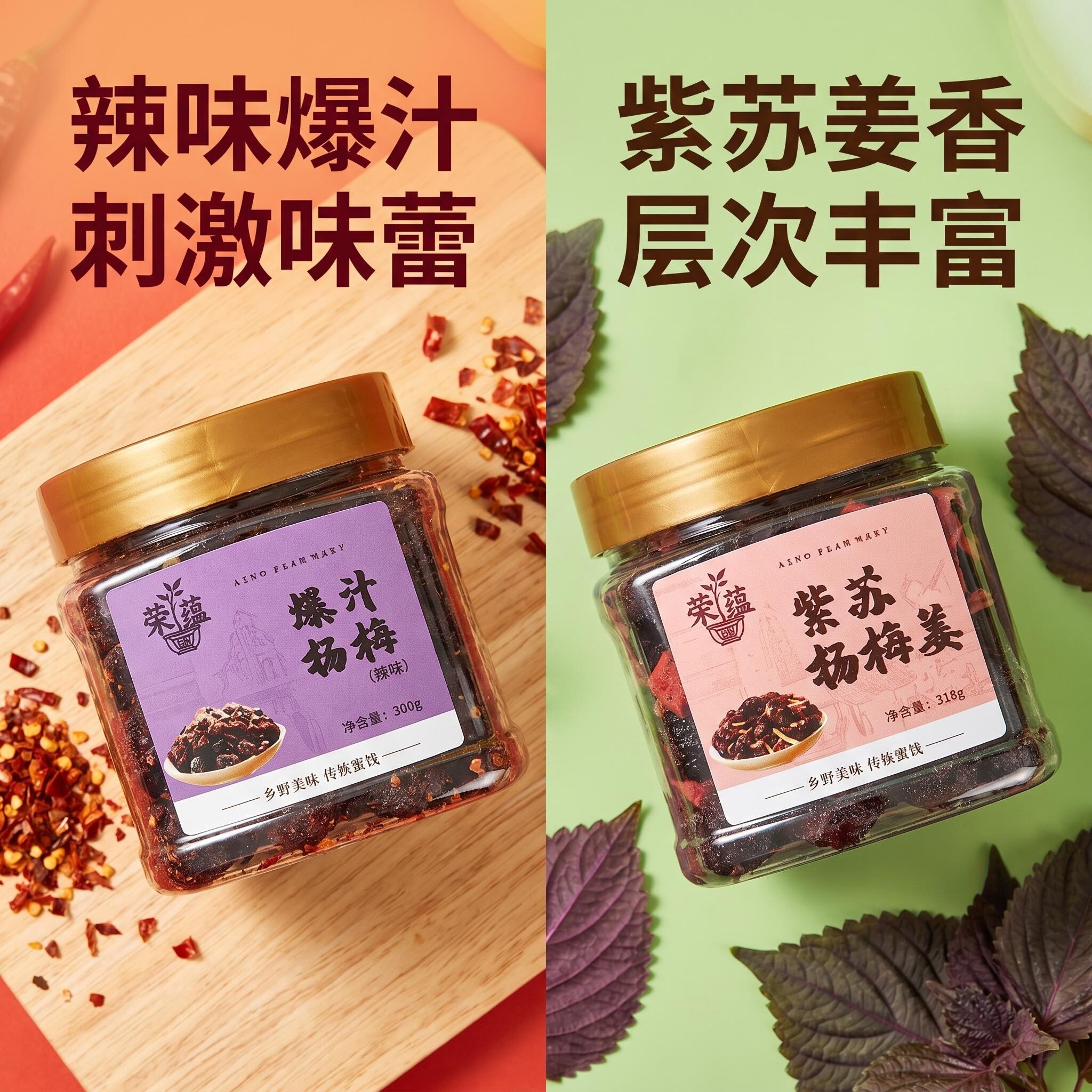 浏阳紫苏杨梅姜丝/辣味杨梅话梅湖南特产酱果类蜜饯休闲罐装零食