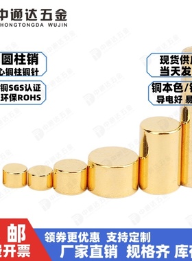 铜圆柱销轴钉铜棒实心顶针充导电极铜针垫片镀金贴片焊接铜柱触点