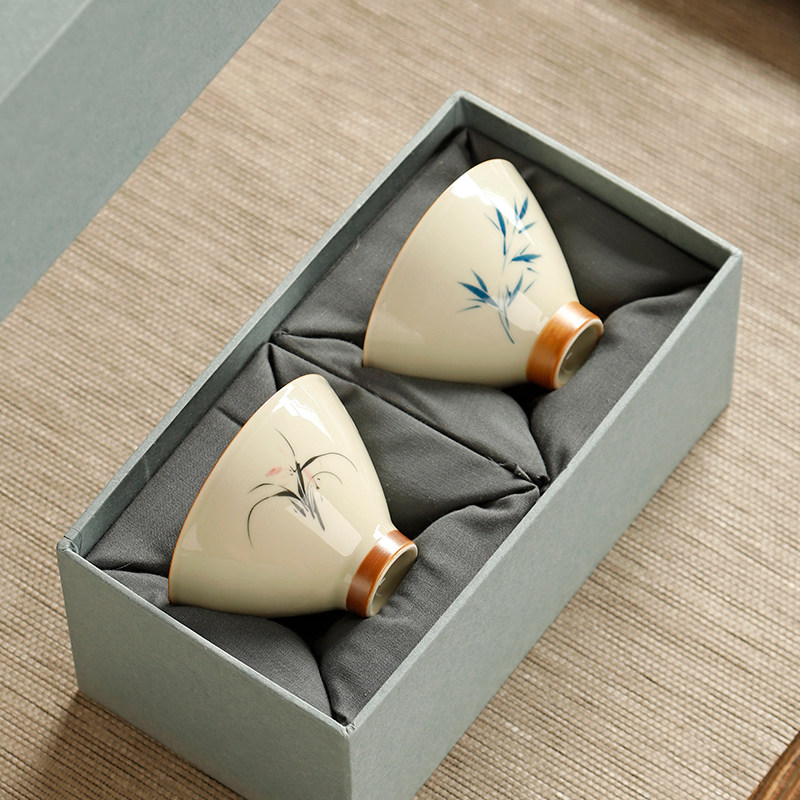 陶瓷草木灰斗笠小茶杯主人杯品茗杯单个茶碗个人杯功夫茶杯礼盒装,餐饮具,茶杯,淘宝优惠券,粉丝福利购,淘宝优惠卷