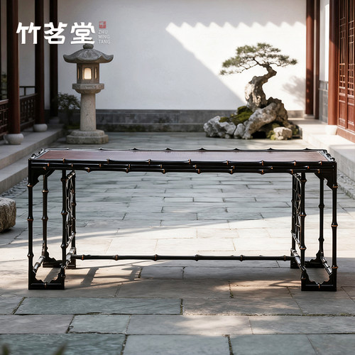 筇竹中式茶台茶桌竹编席面泡茶桌