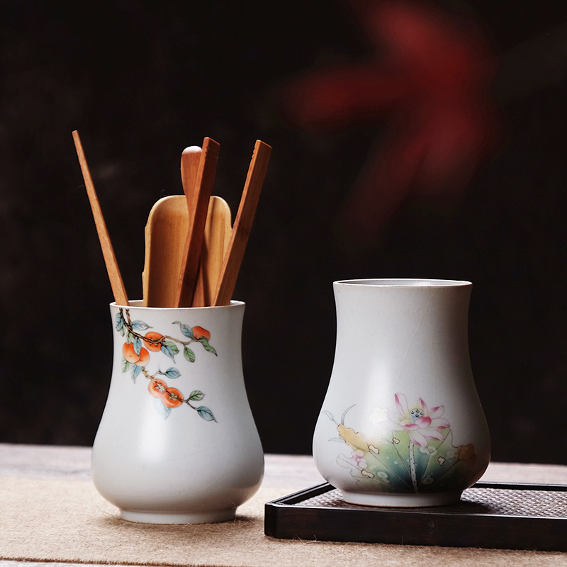 汝窑陶瓷茶道六君子茶筒图片