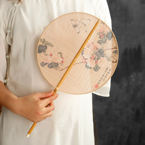 紫竹大漆竹丝团扇中国风古风汉服