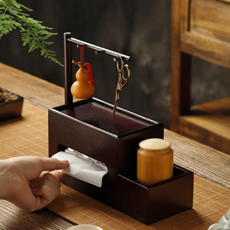 实木餐巾纸盒竹制提拿纸巾盒中式