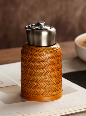 竹编水杯保温杯热水壶焖茶高级旅行便携杯子老式复古小暖水瓶茶杯