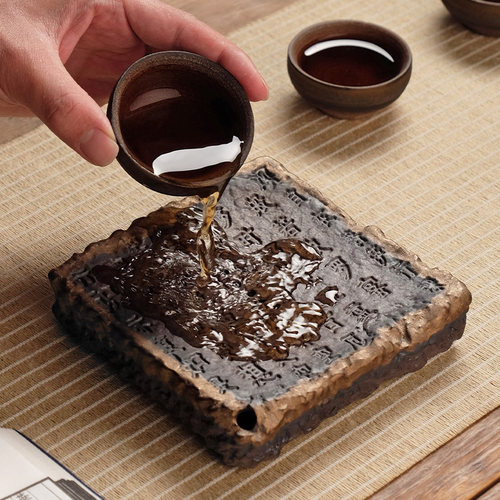 复古鎏金心经粗陶壶承储水干泡台家用茶台养壶垫小号托盘茶承茶盘 - 封面