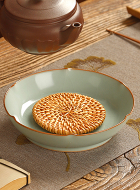 汝窑开片可养高端精致壶承壶垫干泡台茶承储水禅意家用茶台茶托盘