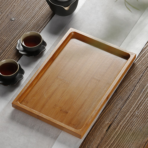 简约竹制茶盘家用托盘实木茶托奉茶盘干泡长方形日式茶具小茶台 - 封面