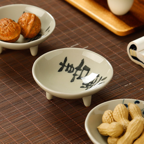 手绘草木灰宋代茶点盘水果盘创意