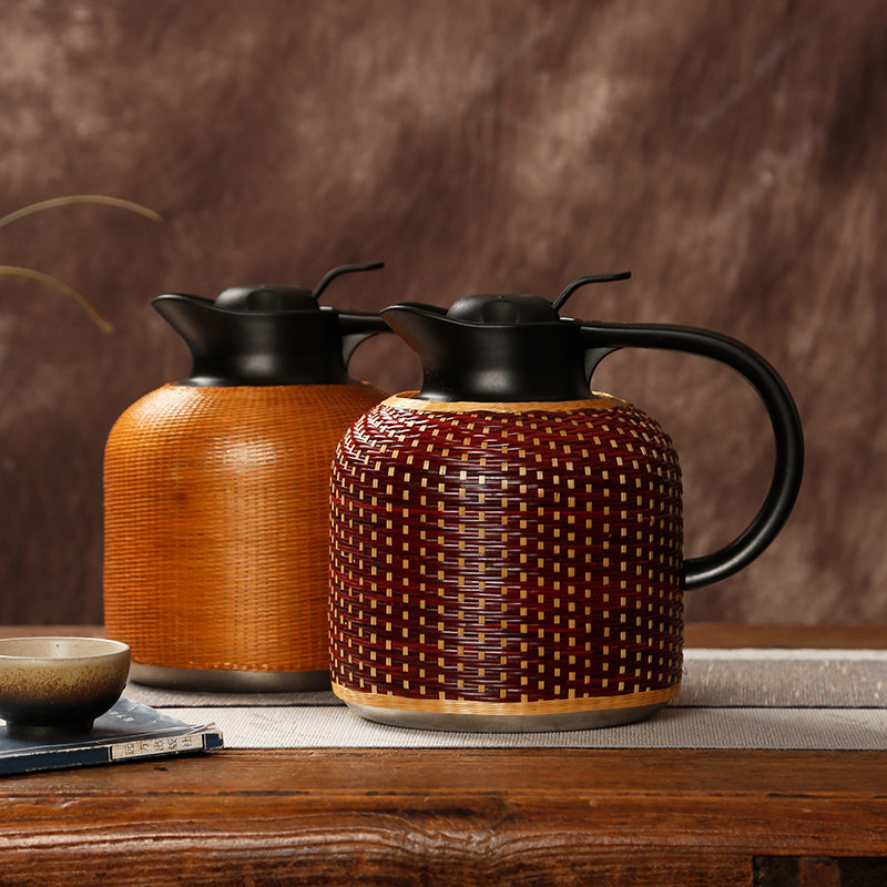 高档竹编热水瓶焖茶壶 304不锈钢内胆复古暖壶瓶家用老式保温水壶,餐饮具,热水瓶,淘宝优惠券,粉丝福利购,淘宝优惠卷