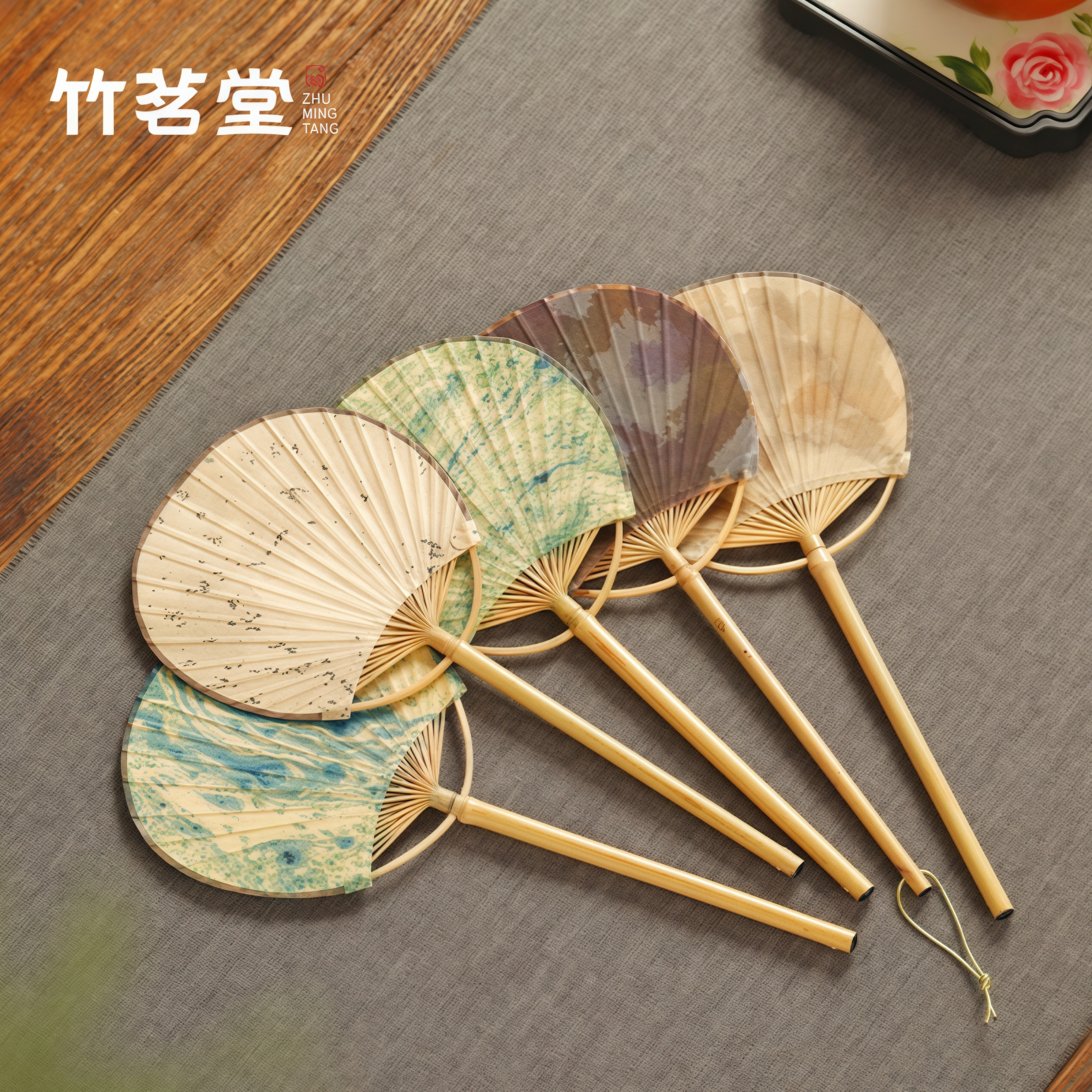 大漆宣纸和风团扇迷你夏季纳凉