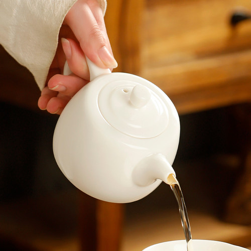 羊脂玉西施茶壶陶瓷家用泡茶单壶