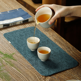 刺绣桌旗复古棉麻小茶席禅意茶桌布垫隔热茶垫 家用提花干泡席中式