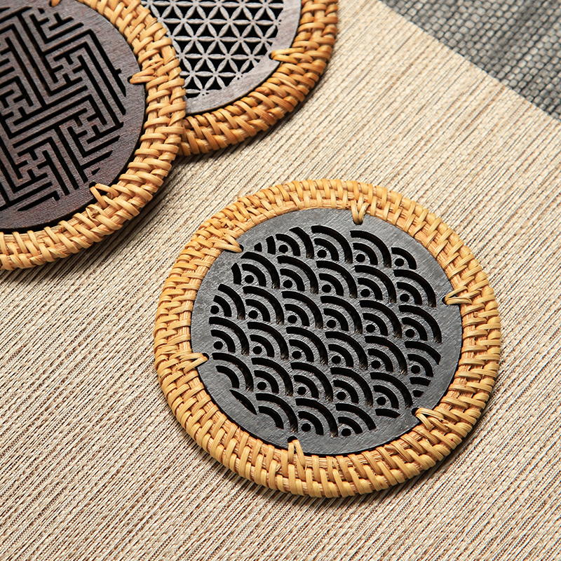 木茶隔热壶垫越南藤编