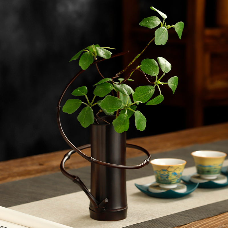 创意竹筒花器天然绕枝花瓶个性