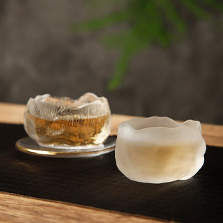 玻璃小茶杯主人杯品茗杯李子柒琉璃杯子单个日式功夫茶具初雪茶盏