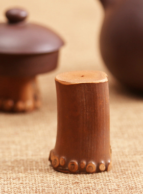 老竹根壶盖托手工竹节盖置 竹杯托紫砂壶盖架 铁壶承茶具茶道零配