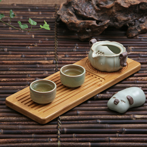 日式简约迷你功夫茶具小茶盘竹制长方形奉托盘实木家用茶海干泡台 - 封面