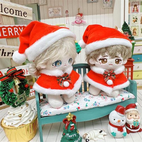 娃衣10cm棉花娃娃公仔海星体正常体15CM圣诞节披肩斗篷圣诞帽子