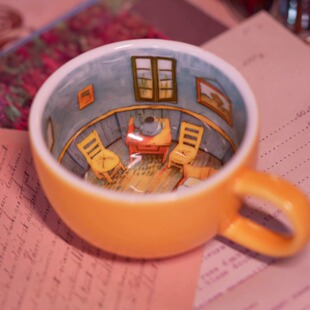 杯欢小屋梵高卧室杯创意水杯釉 马克杯 釉中彩不现实