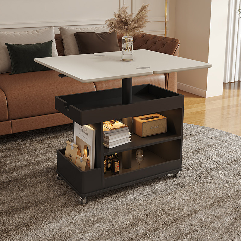 中古风实木移动茶几可移动升降式