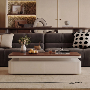 2026款中古风茶几客厅家用小户型实木环保高级感长方形网红小桌子