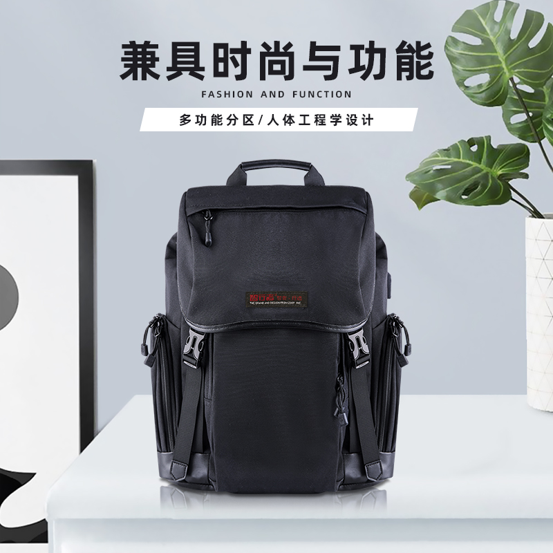 商务大容量休闲束口袋双肩背包