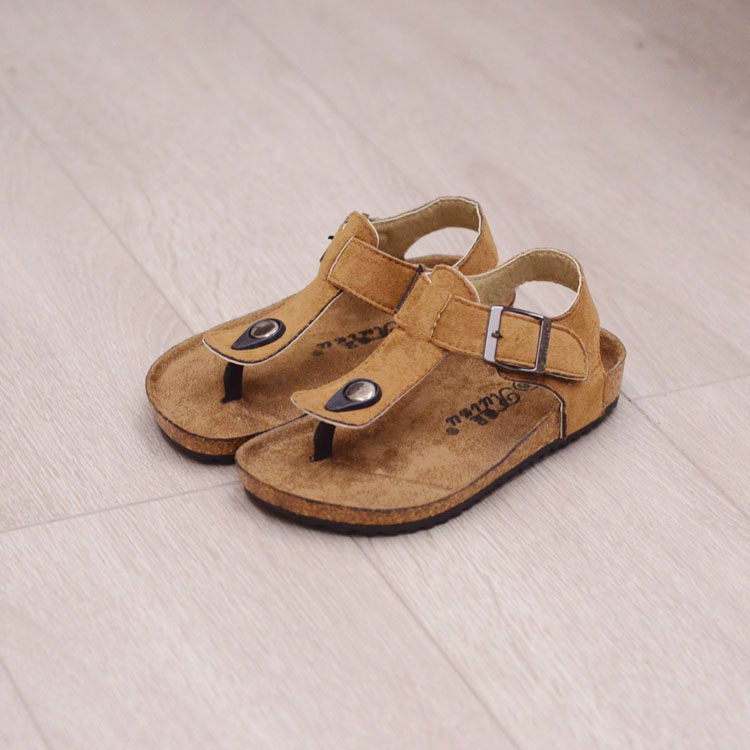 Sandales enfants en suède tong suture de voiture pour été - semelle caoutchouc - Ref 1053423 Image 3