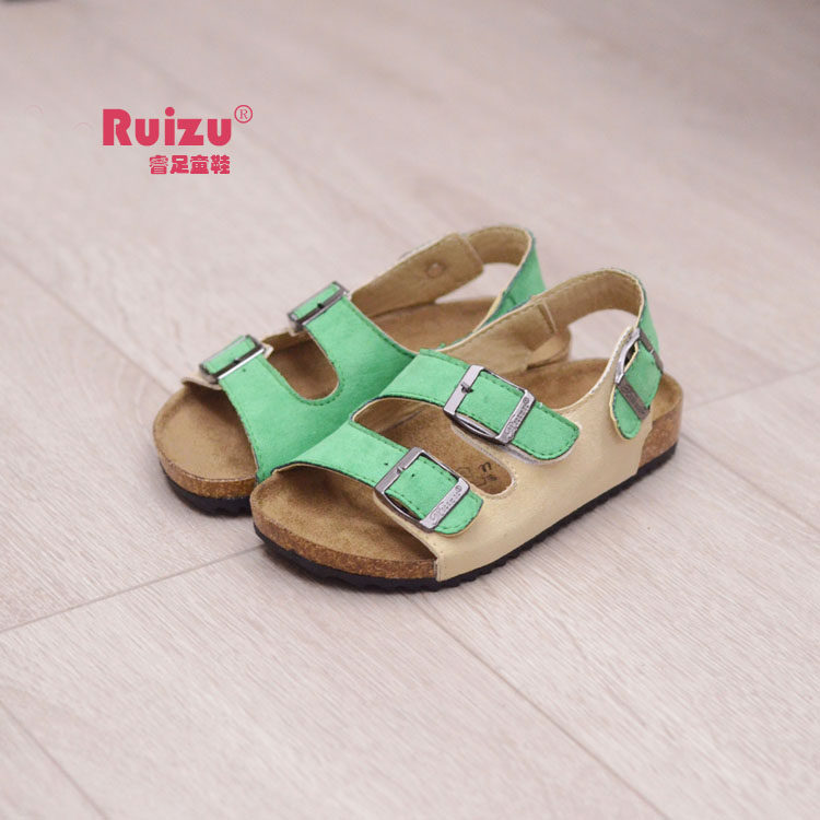 Sandales enfants en suède tong suture de voiture pour été - semelle caoutchouc - Ref 1053423 Image 5