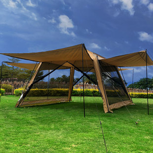 户外露营大帐篷天幕二合一蚊帐网纱遮阳凉棚庭院便携折叠休闲野营