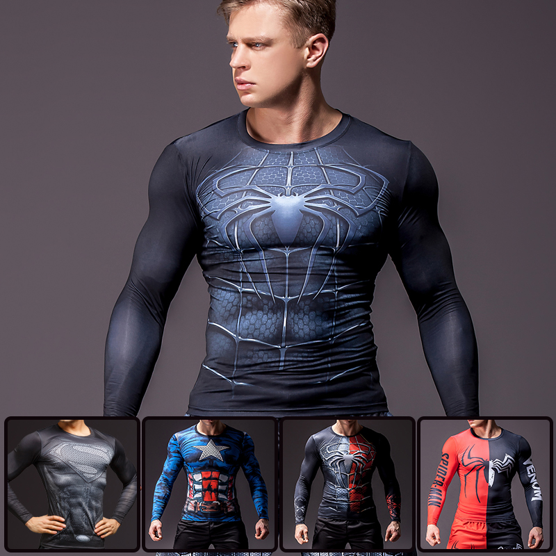 超人蜘蛛侠运动紧身衣男篮球长袖秋冬打底衣训练跑步速干健身上衣|msdalam kategori sukan/pakaian kasual, pakaian kecergasan, pakaian kecergasan - dari Buy2taobao.com untuk memberikan perkhidmatan ejen Taobao profesional membeli