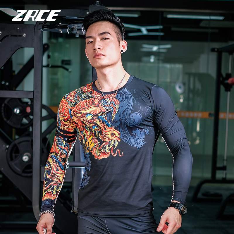 Dragon pattern clothes motion Tights Long sleeve Flower arm Tight fitting Fitness wear Tattoo Basketball personality Trend T-shirtin the Sportswear/Casual Clothing , Fitness Apparel , Fitness clothing  category - from Buy2taobao.com to provide professional Taobao agent buy service