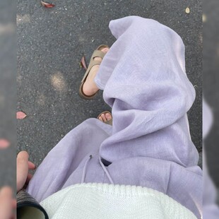 紫色冰丝亚麻阔腿裤女夏季薄2026新款高腰休闲宽松bf慵懒风遛弯裤