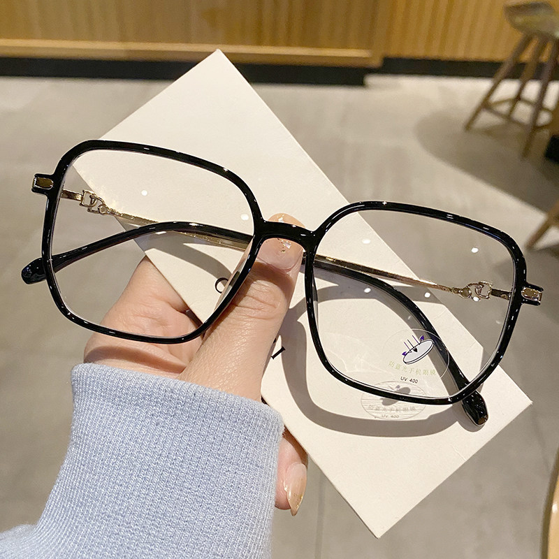 日系女方框眼镜黑色粗边素颜韩版潮男平光镜配近视大脸显瘦防蓝光