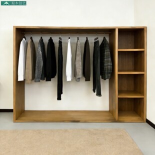 蜀木创艺北欧实木衣架组合挂衣架开放式衣柜收纳架多功能组合衣架