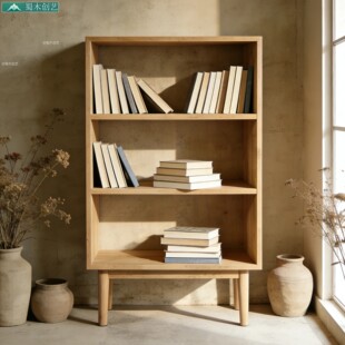蜀木创艺实木书架桌面收纳架办公室储物架简约置物架收纳储物柜