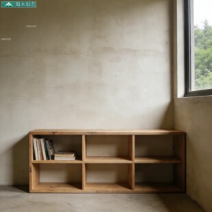 蜀木创艺落地式大容量书柜实木书架储物收纳柜多层组合柜储物柜