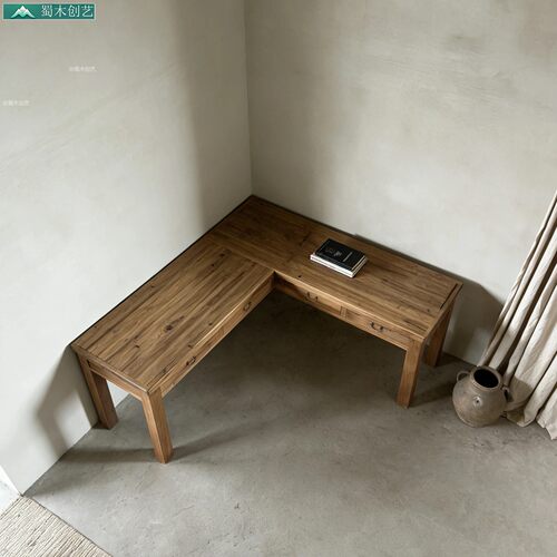 轻奢实木L型转角桌带抽屉书桌