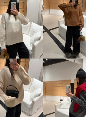 玥儿家质山羊绒圆领休闲简约风袖口明线设计羊绒衫JYY玥C5044