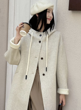 玥儿女2025冬季中长款超好看毛呢加厚羊毛外套（含100羊毛）33266