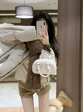 玥儿小众新国标90绒围巾气质抽绳保暖羽绒服外套TK-05728