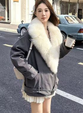 玥儿宽松百搭休闲保暖羽绒服外套(配可拆卸真狐狸毛毛领)M25822