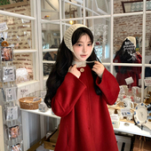 时尚 羊毛外套 配包包 玥儿家简约连帽中长款 含100羊毛 568