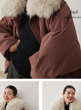 玥儿搭时尚保暖羽绒服外套(配可拆卸真狐狸毛毛领)Re24-04683