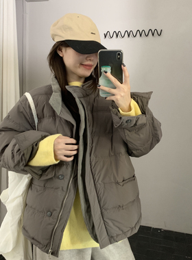 玥儿小众拼接韩代保暖慵懒百搭羽绒服外套保暖羽绒服外套A03112
